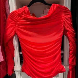 Elegant Red Ruched Women's Top